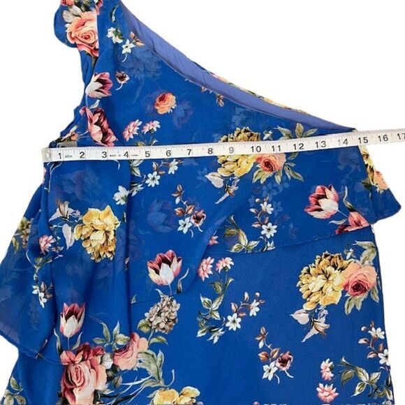 Slate & Willow Blue‎ Floral Chiffon Tiered Ruffle Maxi Dress Women's Size 0 - Picture 10 of 11